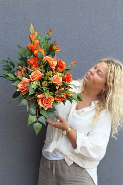 Orangeta, bukiet nagrobny we wkładzie, dł.50cm 