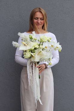 Rozdroże Biel, ślubny bukiet do ręki, dł.45cm