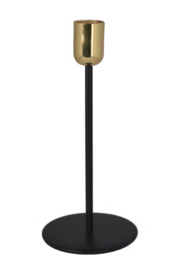 Simple, świecznik w kolorze czarno - złotym, wym.8x8x18cm