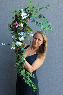 girlanda kwiatowa z bluszczem, Getrano, dł.110cm  