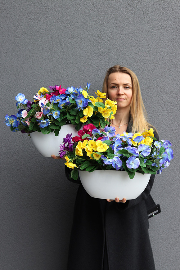 Bratki Kolory, sztuczne bratki w donicy