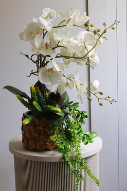 OD RĘKI Ulennera Timber, sztuczny storczyk w żółtej donicy, wys.54cm