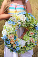 Pistacio Blue, bogaty wianek na drzwi, śr.44cm