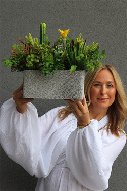 Green Neriata, sukulenty w prostokątnej donicy, wym.35x50cm