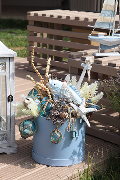 Morskie Opowieści, flowerbox marynistyczny z kotwicą, wys.52cm 