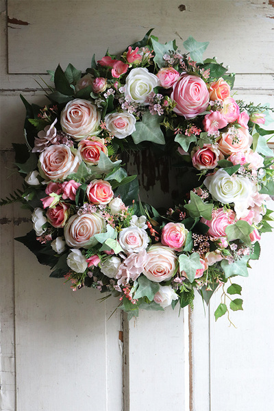 Rossalia Big, duży różany wianek na drzwi, śr.49cm