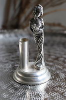 Dama, posrebrzany pojemnik na wykałaczki,  wys.10.5cm 