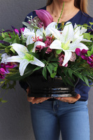 kompozycja nagrobna w okrągłej misie, Mediata, wym.35x60cm