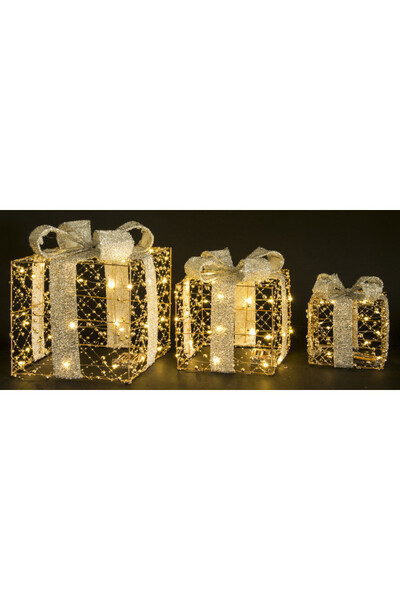 Rattan Gift Gold A, świąteczne prezenty dekoracja LED