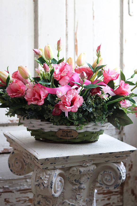 Benussi kosz z różowymi kwiatami, wym.34x70cm