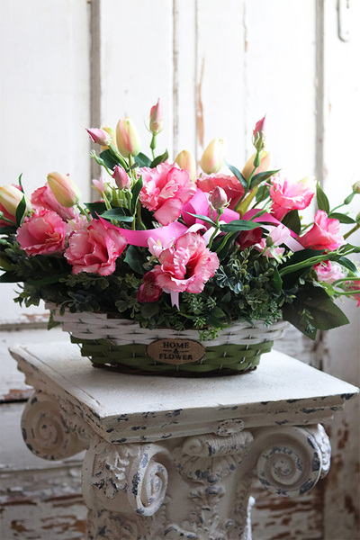 Benussi kosz z różowymi kwiatami, wym.34x70cm