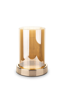Amber C, złoty świecznik kryształowy, wys.13.5cm