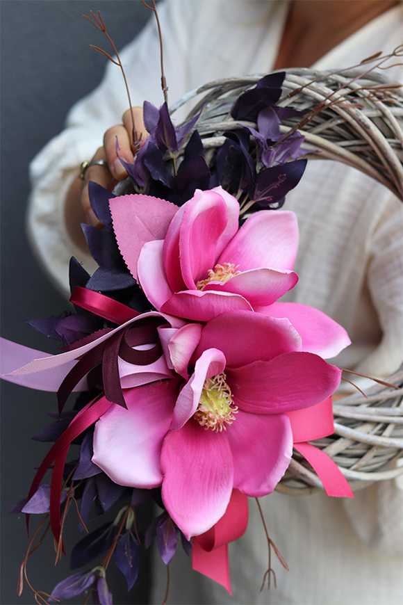 Magnolia XL, wianek z kwiatów magnolii