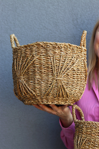 Bali Basket pleciony kosz osłonka z trawy morskiej
