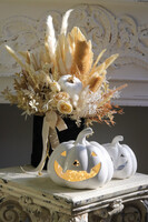 Halloween Pumpkin White, dekoracyjna dynia ceramiczna lampion