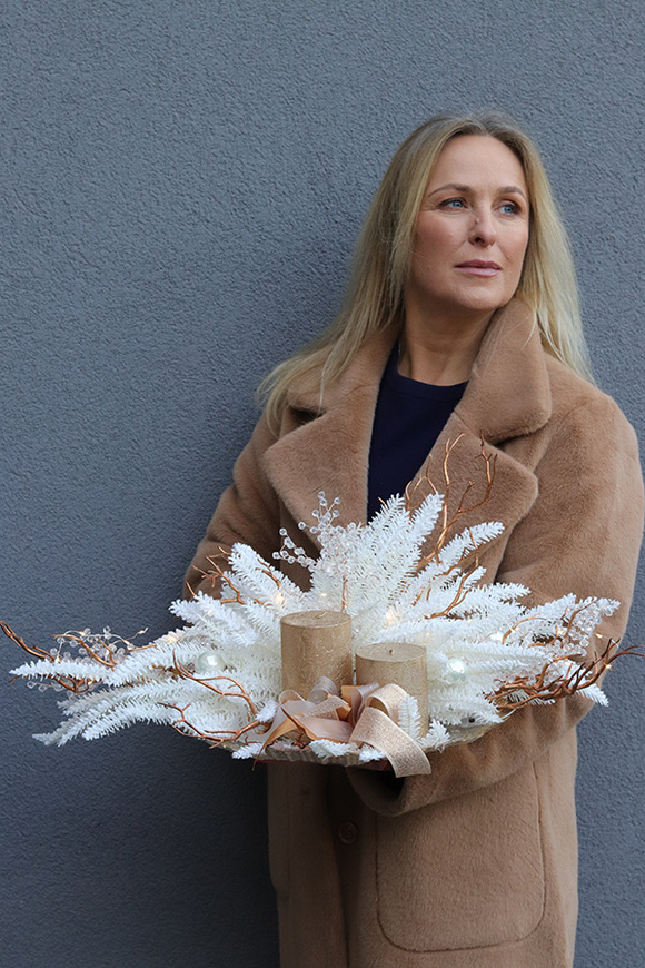 Zimowy Zagajnik, stroik świąteczny na talerzu