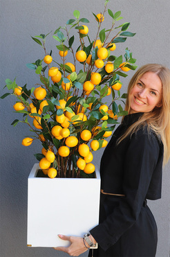 OD RĘKI Limone Fiberglass, sztuczne drzewko cytrynowe w donicy, wys.100cm 