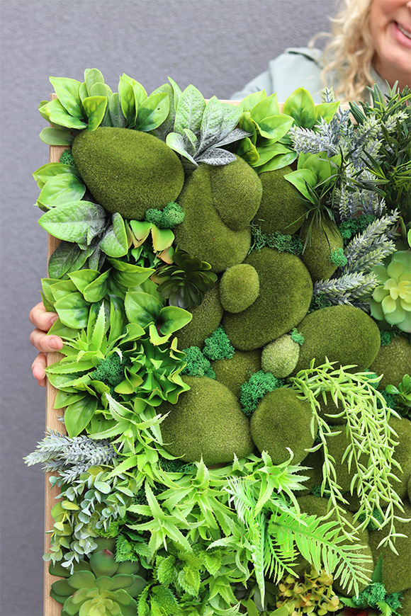 Sukulenty Green Forest 2, atrakcyjna jednostronna rama