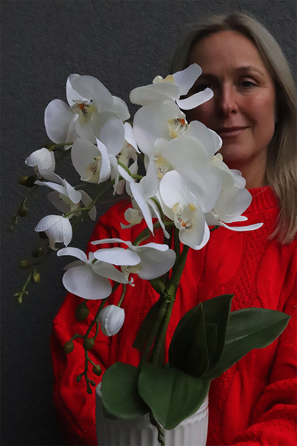 Apolonia Perane Biel, storczyk w ceramicznym pucharze