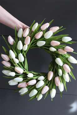 bardzo elegancki wianek z tulipanów, Witaj Wiosno Sweetie, śr.46cm 