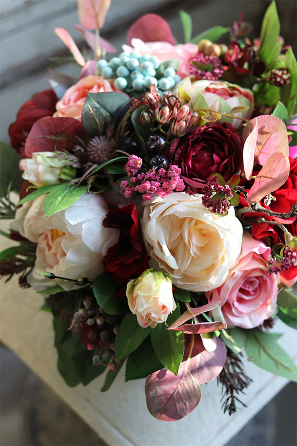 Beatrina, welurowy flowerbox, wys.23cm + wystające elementy