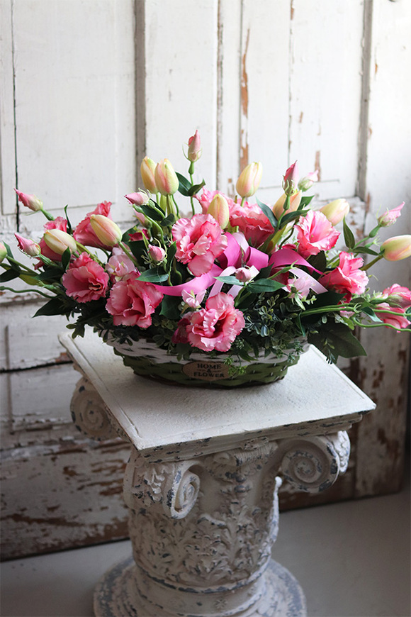 Benussi kosz z różowymi kwiatami, wym.34x70cm
