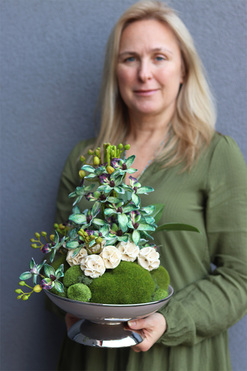 OD RĘKI Dekoria Elegant Villa, zielony storczyk w pucharze, wym.38x34cm