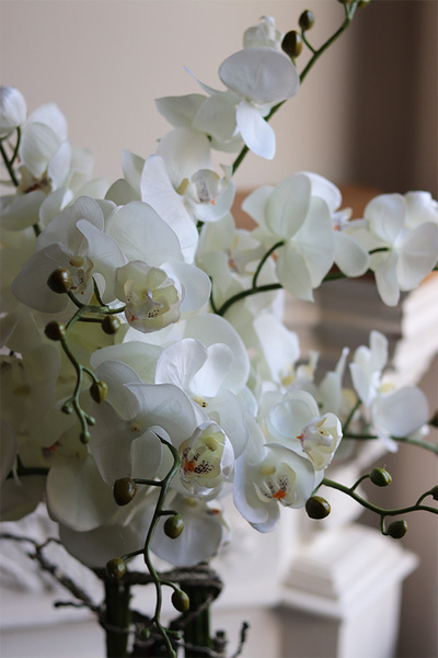 Japandi Orchid Big, sztuczny storczyk w ceramicznym pucharze