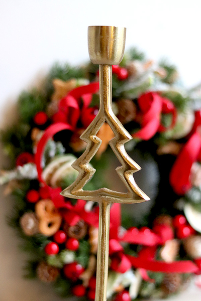 Xmas Gold, świąteczny świecznik złoty z choinką