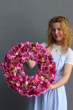 Fuksja Letta, bogaty wianek dekoracyjny, śr.43cm