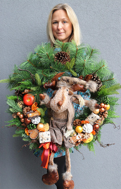 Ren Skandynawski, świąteczny wianek sosnowy, śr.60cm 