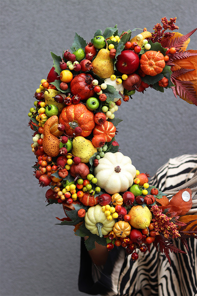 Jesień w Pełni Orange, asymetryczny jesienny wianek