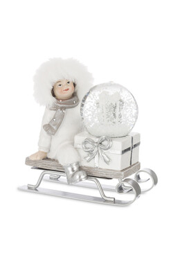 Saneczkowo, kula śnieżna figurka świąteczna, wym.10.5x10.5x6.5cm