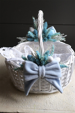 Sweet Blue, dwustronnie dekorowany koszyczek wielkanocny z serwetką, wys.30cm 