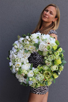 Caryca Katarzyna Green & White, efektowny wieniec na drzwi, śr.50cm