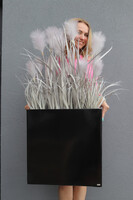 Fiberglass Marzia Black, sztuczne trawy w czarnej donicy