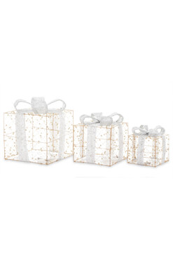 Rattan Gift Gold A, świąteczne prezenty dekoracja LED, kpl.3szt