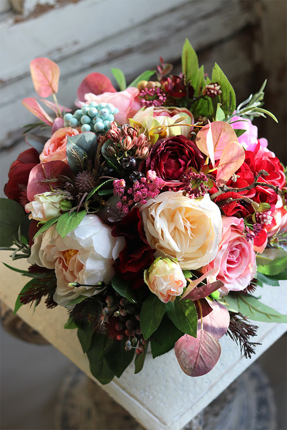 Beatrina, welurowy flowerbox, wys.23cm + wystające elementy