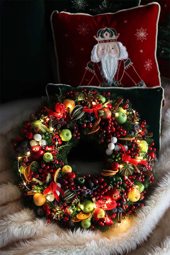 Świąteczny Kolor 2, bożonarodzeniowy wianek LED