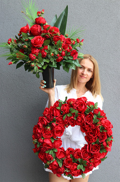 Georeni Gloria, komplet dekoracji nagrobnych, wieniec + bukiet 