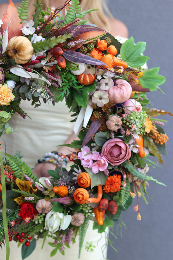 Jesienna Melodia, jesienny wianek na drzwi, śr.52cm