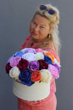 OD RĘKI Koloretti, barwny różany flowerbox, wym.30x30cm