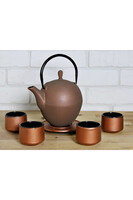 Sendai, żeliwny zestaw do herbaty, miedź