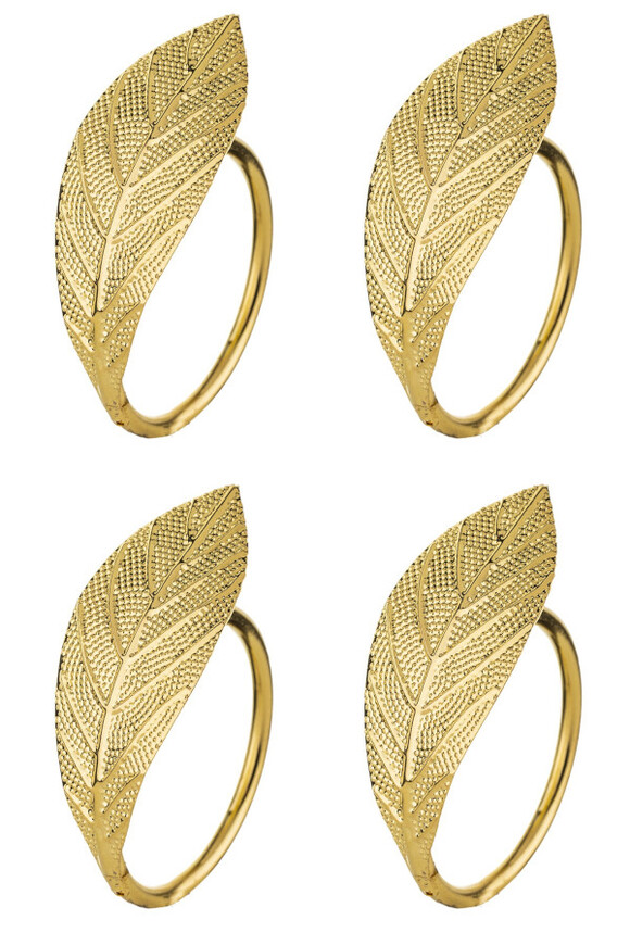 Leaf, obrączki na serwetki, liść, złote