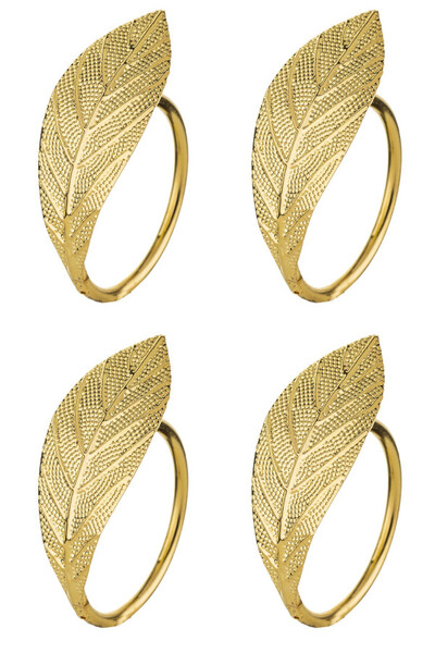 Leaf, obrączki na serwetki, liść, złote