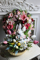 Sielanka Sweetie Bunny, stroik wielkanocny w złotym naczyniu