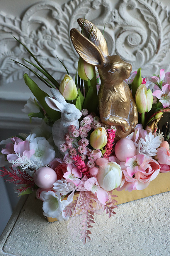 Złoty Zając Pink, stroik wielkanocny