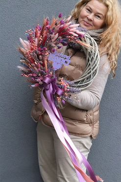 OD RĘKI Babcine Okulary, asymetryczny wianek z suszem, rozp.40cm