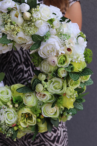 Caryca Katarzyna Green & White, efektowny wieniec na drzwi, śr.50cm
