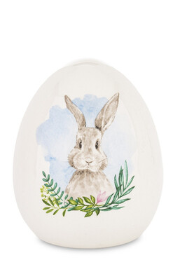 OD RĘKI Zajączki A, ceramiczna dekoracja wielkanocna jajko, wym.12x9cm